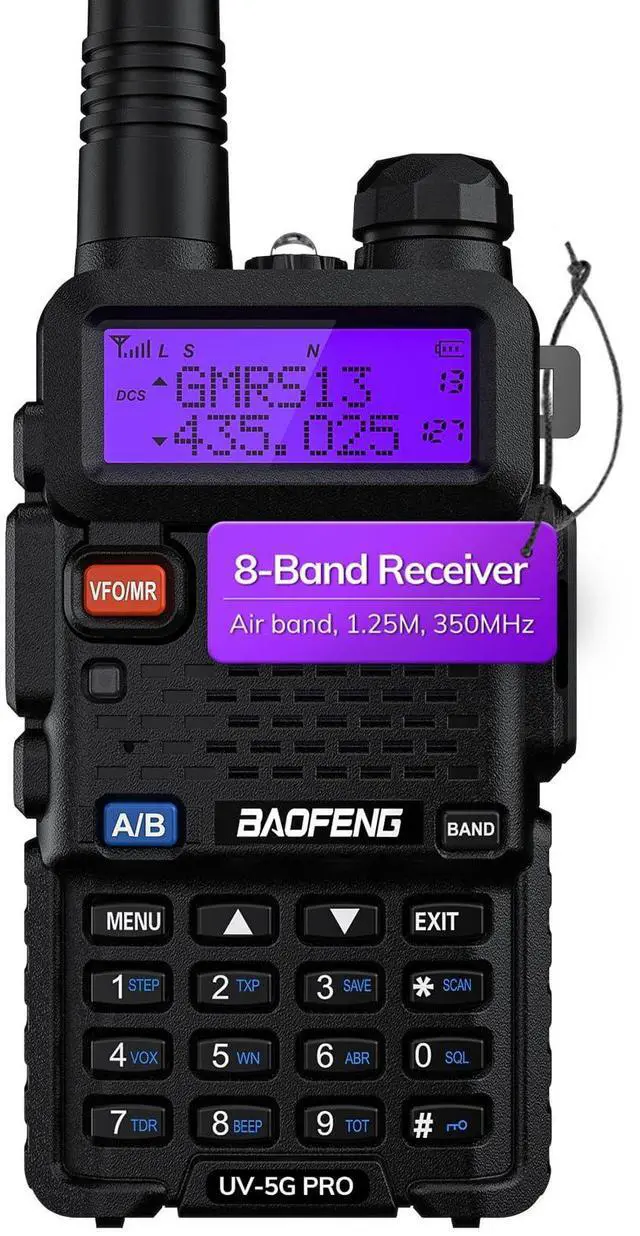 Main image of UV-5G PRO GMRS Handheld Radio, 5W NOAA/UHF/VHF/Airband Scanner & Receiver, GMRS Repeater Capable, Long Range Rechargeable Two Way Radio, for Adults, Support Chirp Programming