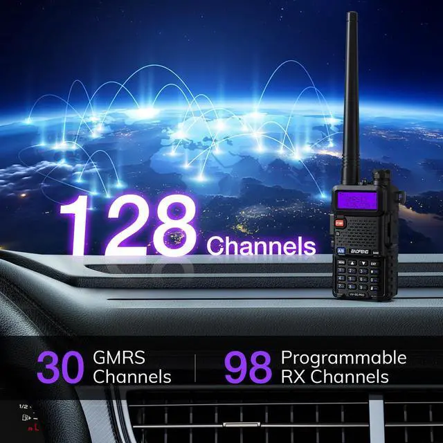 Alt view image 4 of 7 - UV-5G PRO GMRS Handheld Radio, 5W NOAA/UHF/VHF/Airband Scanner & Receiver, GMRS Repeater Capable, Long Range Rechargeable Two Way Radio, for Adults, Support Chirp Programming