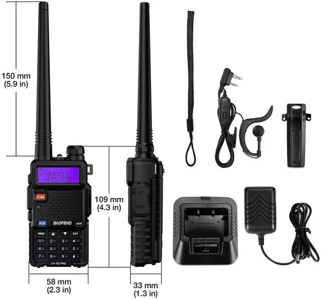Alt view image 7 of 7 - UV-5G PRO GMRS Handheld Radio, 5W NOAA/UHF/VHF/Airband Scanner & Receiver, GMRS Repeater Capable, Long Range Rechargeable Two Way Radio, for Adults, Support Chirp Programming