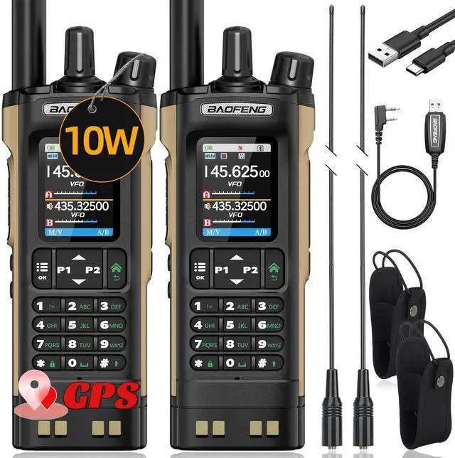 Main image of Radio UV32 Ham Radio Handheld 10W Rechargeable Walkie Talkies Long Range UV-32 Two Way Radio NOAA Weather Radio with GPS,APP Programming Copy Frequency 2500mAh Battery USB-C Charging (2Pack)