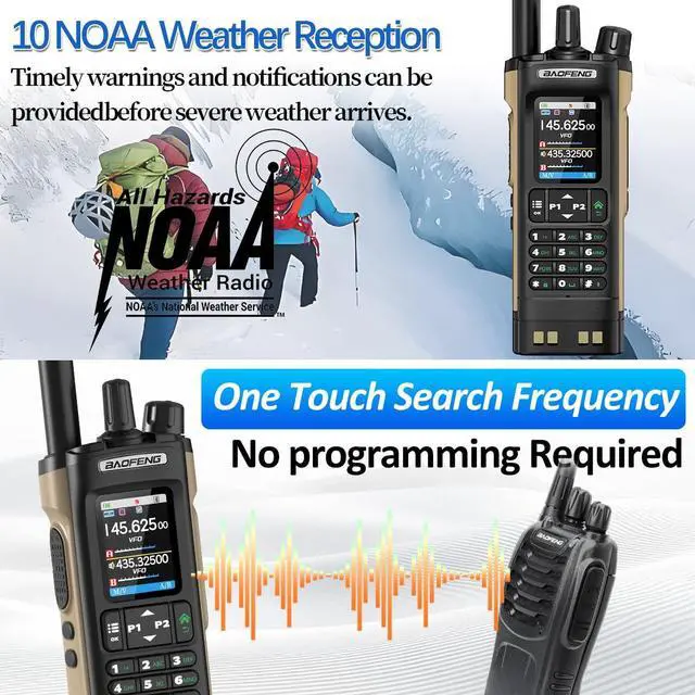 Alt view image 6 of 7 - Radio UV32 Ham Radio Handheld 10W Rechargeable Walkie Talkies Long Range UV-32 Two Way Radio NOAA Weather Radio with GPS,APP Programming Copy Frequency 2500mAh Battery USB-C Charging (2Pack)