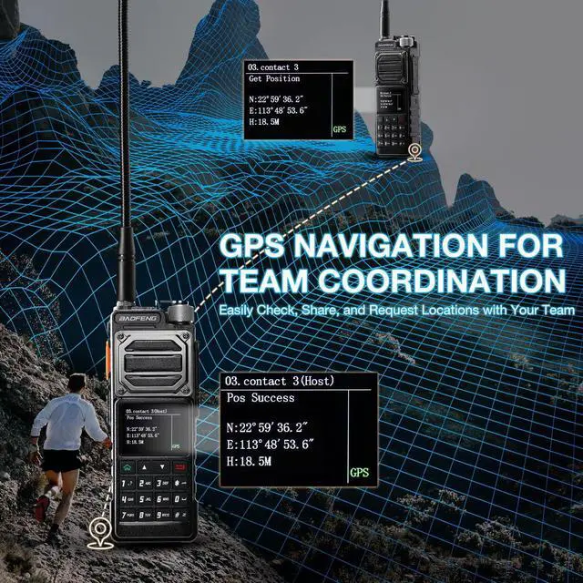 Alt view image 3 of 7 - UV-25 PLUS 10W GPS Ham Radio Handheld, Long Range Two Way Radio AM FM NOAA Receiver with 5200mAh Battery USB-C Port, 2" Screen, 1000CH, Fall Detection Alert, Tactical Walkie Talkie for Outdoor