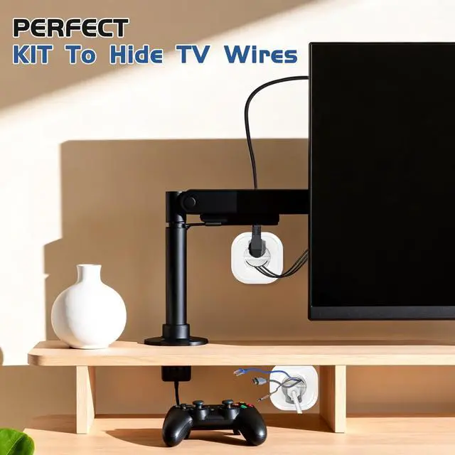 Alt view image 7 of 7 - in Wall Cable Management kit Recessed TV Outlet W/Hole Saw & Drill Template Power & Low Voltage Wire Safe tv Cable Hider wall kit for Wall Mounted TV Home Theater