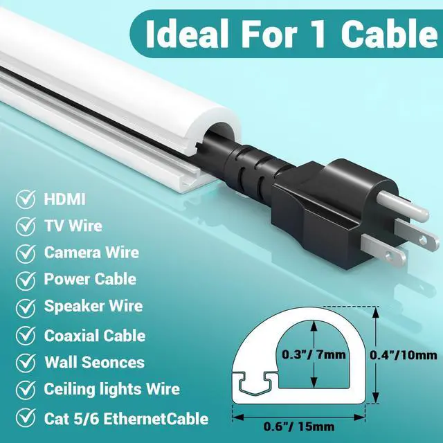 Alt view image 2 of 6 - 157 Inch Self-Adhesive TV Cable Hider, Home Audio Flexible Wire Cord Management, RG6 Coaxial Cable Raceways, HDMI Cable Cord Hider, White (4m)