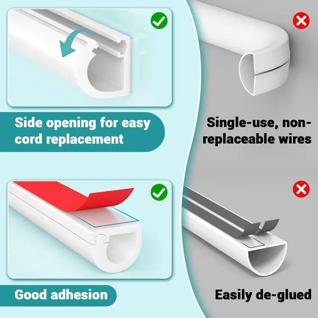 Alt view image 4 of 6 - 157 Inch Self-Adhesive TV Cable Hider, Home Audio Flexible Wire Cord Management, RG6 Coaxial Cable Raceways, HDMI Cable Cord Hider, White (4m)