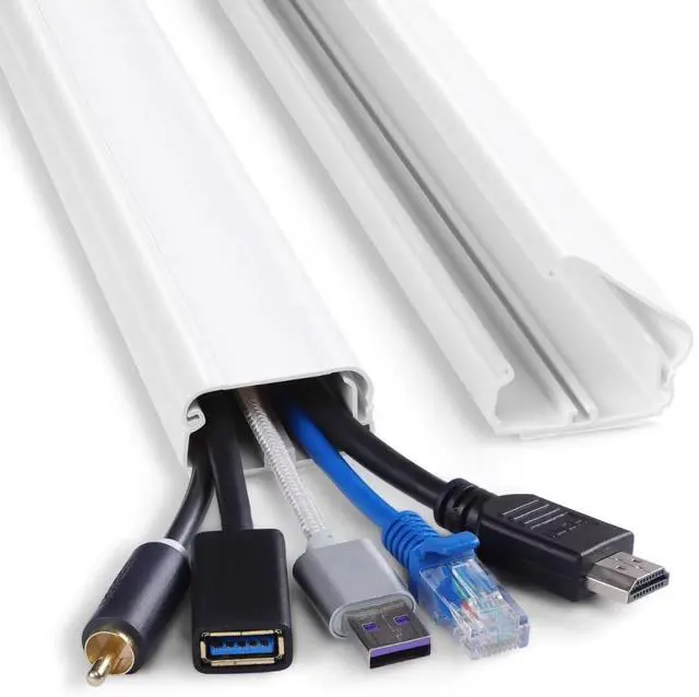 Main image of Cord Cover Wall 32in, TV Cord Hider for Wall Mounted TV, Large Cable Hider Kit for 3-6 Cords, Wire Management Raceway, White Wire Hider Concealer, 2 x L15.8in, W1.5in H0.75in
