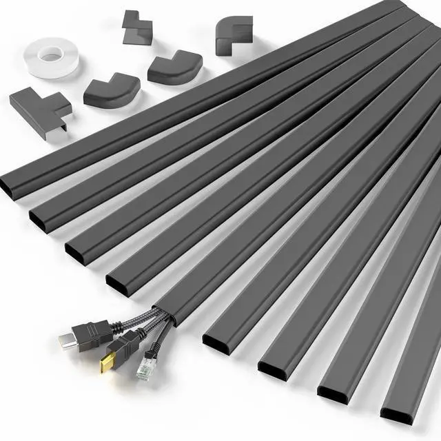 Main image of Cord Hider, 142in Cable Hider, Cord Covers for 2-3 Wires on Wall, Wire Covers for Cords, Wire Hiders for TV on Wall, Easier Setup Cable Cover Cable Management, W0.94 H0.47in, Black