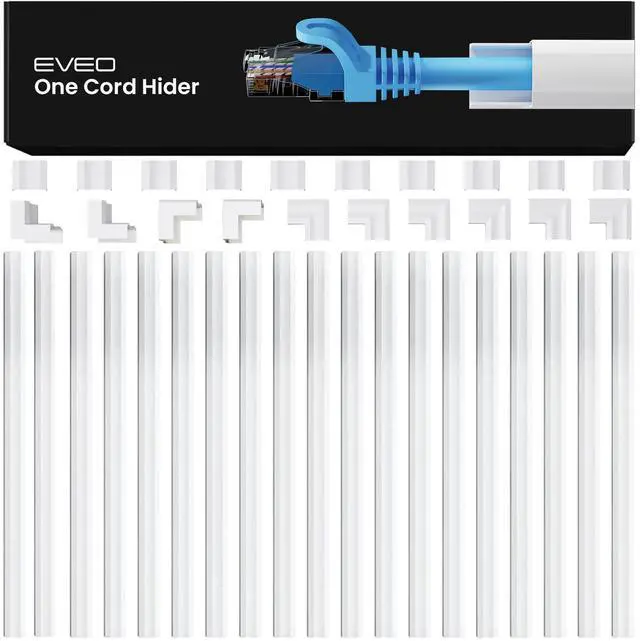 Main image of Cable Hider - One Cord Hider 300 Cord Cover Wall Cable Hider, Cable Concealer, Wire Hiders for TV on Wall. Cable Management, Cord Hider Cable Raceway Wire Covers for Cords (White, Small)
