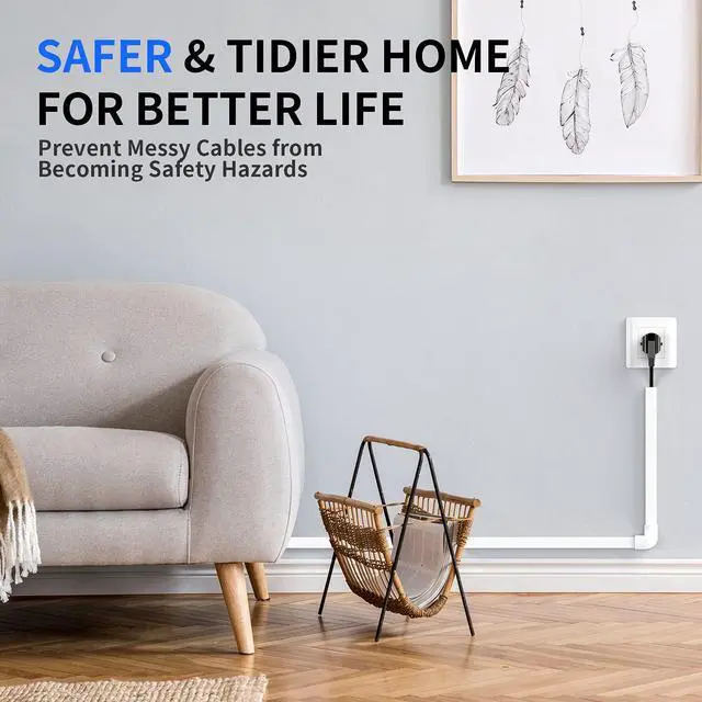 Alt view image 4 of 7 - Cord Hider, 315in Total Cord Covers for Wires on Wall, Paintable Cable Cover for Wall Mounted TV, Easy Install Cable Raceways to Hide 1-2 Cords, 20 Pack, Each 15.7"L x 0.59"W x 0.40"H, White