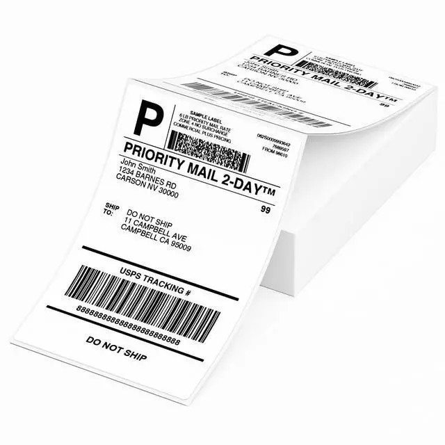 Main image of Genuine 4X6 Thermal Shipping Label 100 Labels per Stack - 4x6 FanFold Thermal Labels Compatible with Phomemo 241bt Shipping Label Printer, Strong Adhesive Shipping Labels, Commercial Grade