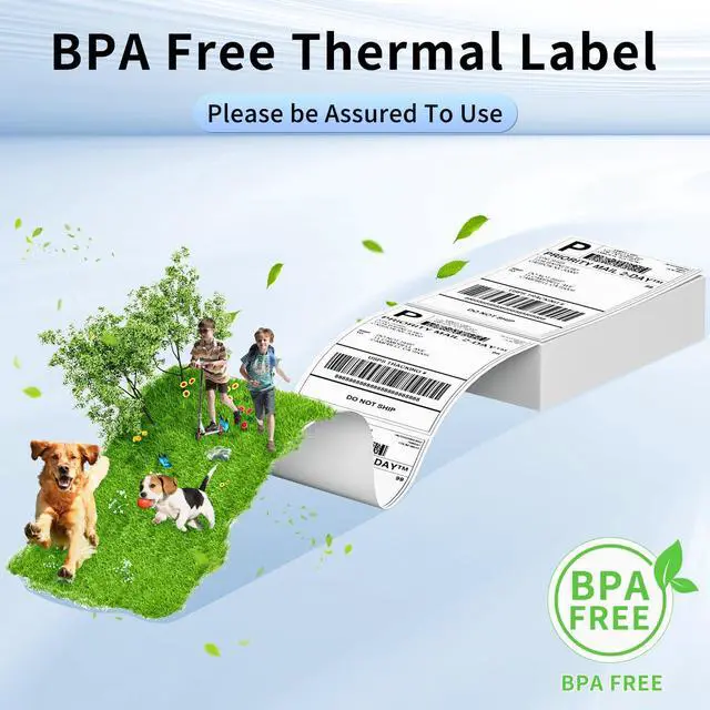 Alt view image 3 of 7 - Genuine 4X6 Thermal Shipping Label 100 Labels per Stack - 4x6 FanFold Thermal Labels Compatible with Phomemo 241bt Shipping Label Printer, Strong Adhesive Shipping Labels, Commercial Grade