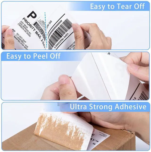 Alt view image 4 of 7 - Genuine 4X6 Thermal Shipping Label 100 Labels per Stack - 4x6 FanFold Thermal Labels Compatible with Phomemo 241bt Shipping Label Printer, Strong Adhesive Shipping Labels, Commercial Grade