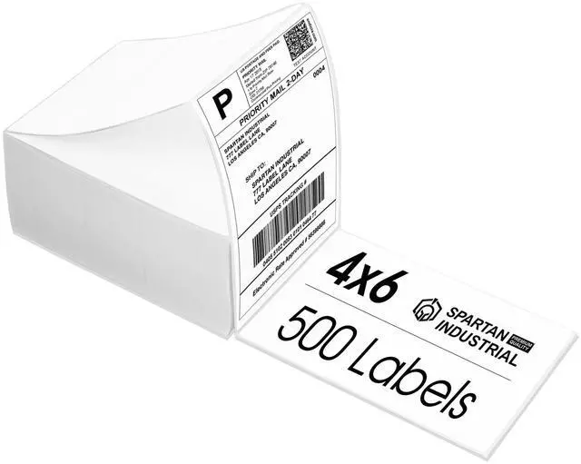 Main image of 4" X 6" Direct Thermal Fanfold Labels (500 Count, 1 Stack) - Printable Postage Shipping Labels, Package Identification - Compatible with Zebra and Rollo Printers