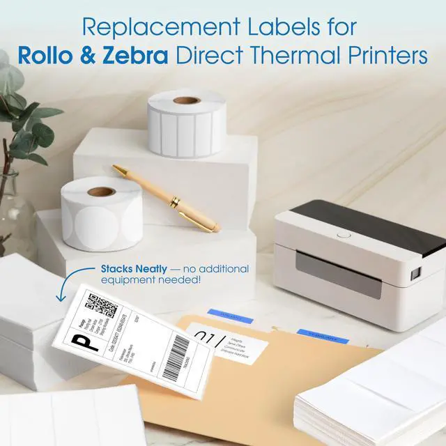 Alt view image 6 of 7 - 4" X 6" Direct Thermal Fanfold Labels (500 Count, 1 Stack) - Printable Postage Shipping Labels, Package Identification - Compatible with Zebra and Rollo Printers