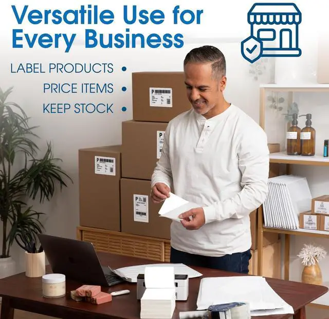 Alt view image 7 of 7 - 4" X 6" Direct Thermal Fanfold Labels (500 Count, 1 Stack) - Printable Postage Shipping Labels, Package Identification - Compatible with Zebra and Rollo Printers