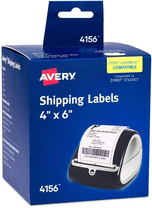 Main image of Direct Thermal Shipping Labels, 4" x 6", White, Comparable to DYMO 1744907, 1 Roll of Labels, 220 Total (4156)