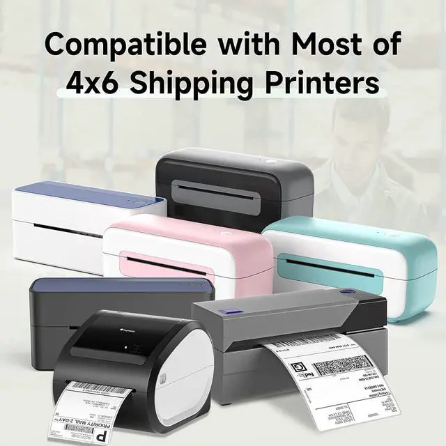 Alt view image 2 of 7 - 4x6 Thermal Direct Shipping Label, 4''x 6'' Fan-Fold Labels, Compatible with Rollo, MUNBYN, Zebra, Fargo Label Printer, 1 Pack of 500 Labels