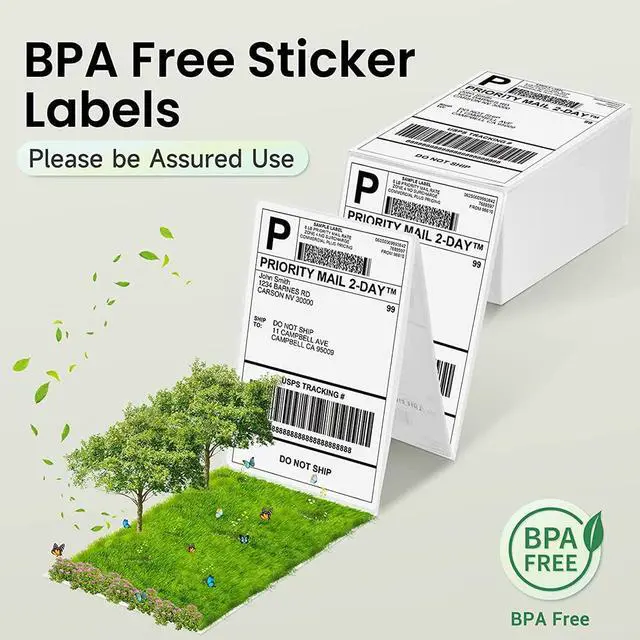 Alt view image 7 of 7 - 4x6 Thermal Direct Shipping Label, 4''x 6'' Fan-Fold Labels, Compatible with Rollo, MUNBYN, Zebra, Fargo Label Printer, 1 Pack of 500 Labels
