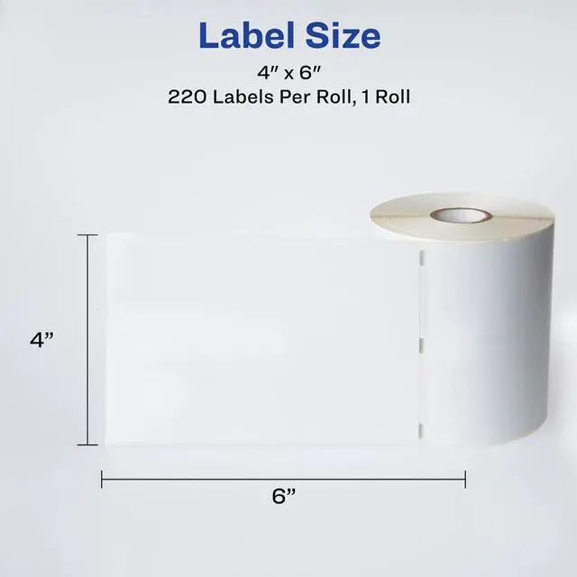 Alt view image 7 of 7 - Direct Thermal Shipping Labels, 4" x 6", White, Comparable to DYMO 1744907, 1 Roll of Labels, 220 Total (4156)