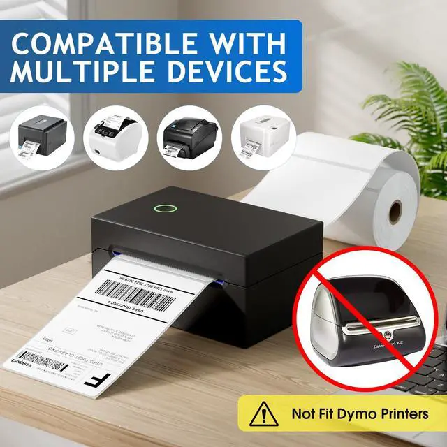 Alt view image 4 of 7 - 4" x 6" Direct Thermal Labels, 4000 Pcs/16 Rolls, Perforated White Mailing Shipping Package Labels, Commercial Grade, Permanent Adhesive, Compatible with Most Thermal Printers