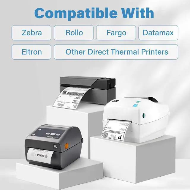 Alt view image 2 of 7 - 4x6 Thermal Labels, 1000 Shipping Labels, 4 Rolls-250 Labels per Roll, Perforated White Mailing Postage Label for Rollo, Zebra (NOT for DYMO)