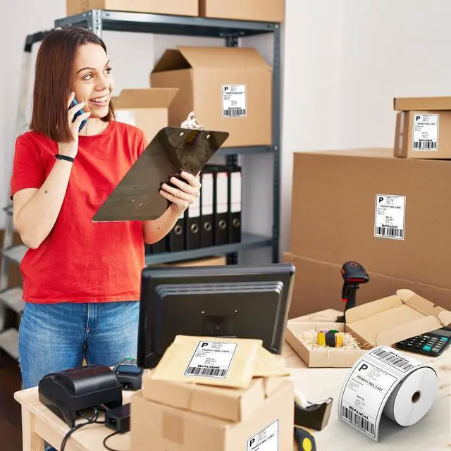 Alt view image 2 of 7 - 4" x 6" Thermal Labels, 4 Roll, 450 Labels/Roll, Compatible with Zebra Rollo, Nelko, Munbyn, Jadens, Shipping Label, Commercial Grade, Permanent Adhesive