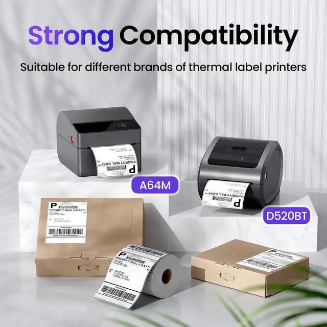 Alt view image 3 of 7 - Thermal Labels 4x6, Pack of 250 4x6 Roll Labels, Commercial Grade, Strong Adhesive Shipping Label, Compatible with ASprink A64M and Most Thermal Printer & Shipping Supplies