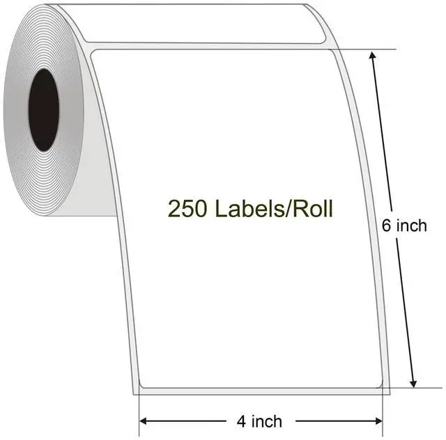 Alt view image 3 of 7 - 4"x 6" Direct Thermal Shipping Labels, 1" Core, Perforated, 250 Labels per Roll, Thermal Printer Labels 4x6