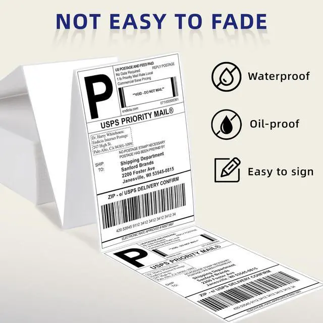 Alt view image 3 of 7 - 4" x 6" Thermal Labels, 1000 Labels Fanfold, Strong Adhesive, Clear Print, Compatible with Most Direct Thermal Printers