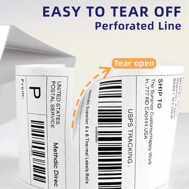Alt view image 4 of 7 - 4" x 6" Thermal Labels, 1000 Labels Fanfold, Strong Adhesive, Clear Print, Compatible with Most Direct Thermal Printers