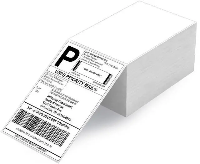 Main image of 4" x 6" Thermal Labels, 1000 Labels Fanfold, Strong Adhesive, Clear Print, Compatible with Most Direct Thermal Printers