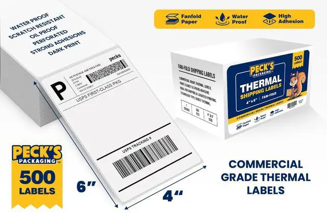 Alt view image 2 of 7 - 500 Fanfold 4x6 Direct Thermal Shipping Labels Waterproof Jam-Free Commercial Grade Permanent Adhesive Compatible with Zebra Rollo Munbyn and Most Label Printers White Perforated