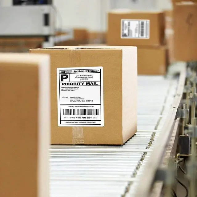 Alt view image 4 of 5 - 4" x 6" Direct Thermal Shipping Labels - Pack of 500 Fanfold Labels - White Perforated, Permanent-Adhesive, Compatible Zebra & Rollo Thermal Label Printer