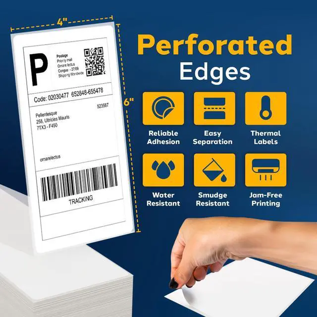 Alt view image 4 of 6 - Direct Thermal Labels - 4x6 Shipping Labels, Fanfold Label Paper - Thermal Printer Labels for USPS, FedEx, UPS (1000)