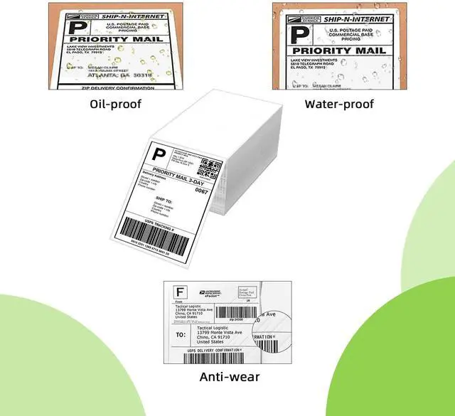 Alt view image 3 of 5 - 4" x 6" Fanfold Direct Thermal Labels for White Mailing Address Postage Shipping Commercial Grade Compatible with Zebra & Rollo & MUNBYN Label Printer (4 Stacks, 2000 Labels)