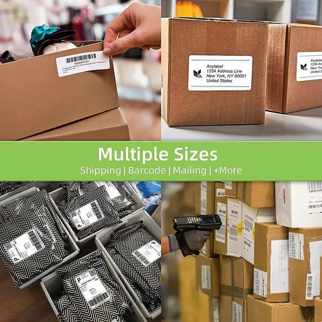 Alt view image 5 of 5 - 4" x 6" Fanfold Direct Thermal Labels for White Mailing Address Postage Shipping Commercial Grade Compatible with Zebra & Rollo & MUNBYN Label Printer (4 Stacks, 2000 Labels)