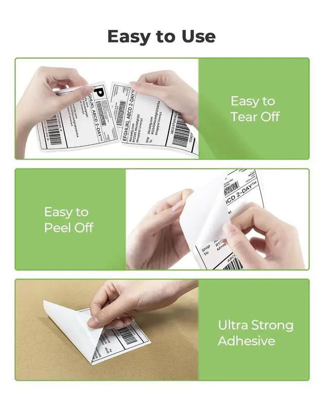 Alt view image 3 of 6 - 4x6 Thermal Labels, Thermal Direct Shipping Label (Pack of 1000 4x6 Fan-Fold Labels), Compatible with Rollo, JADENS, iDPRT, MUNBYN and Most Thermal Printer, Perforated, Commercial Grade