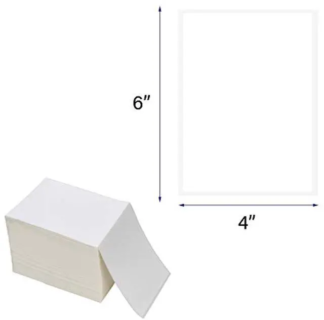 Alt view image 4 of 5 - Fanfold 4 x 6 Direct Thermal Labels White Perforated Shipping Labels 500 Labels/Stack, Permanent Adhesive, White Mailing Labels for Zebra Thermal Printer 1 Stack.