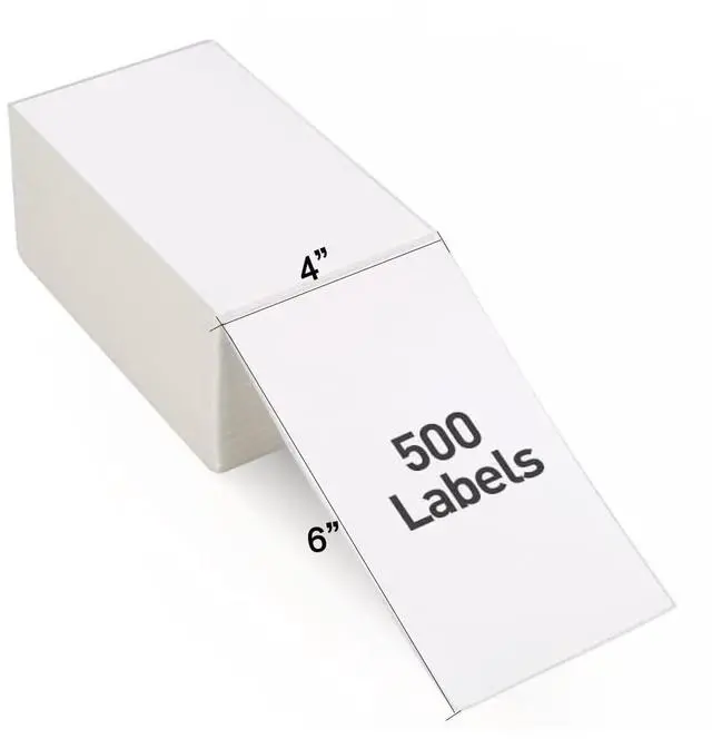 Main image of Fanfold 4x 6 Direct Thermal Shipping Labels Self Adhesive, 500 Postage Mailing Labels Thermal Sticker Paper Shipping Labels for Thermal Printer, Soonmark Zebra Compatible