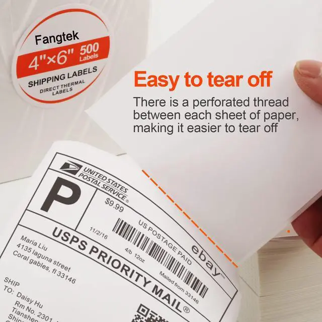 Alt view image 3 of 7 - Fanfold 4x 6 Direct Thermal Shipping Labels Self Adhesive, 500 Postage Mailing Labels Thermal Sticker Paper Shipping Labels for Thermal Printer, Soonmark Zebra Compatible