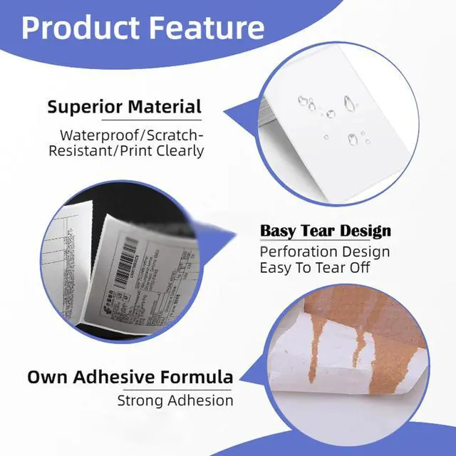 Alt view image 6 of 7 - Fanfold 4x 6 Direct Thermal Shipping Labels Self Adhesive, 500 Postage Mailing Labels Thermal Sticker Paper Shipping Labels for Thermal Printer, Soonmark Zebra Compatible