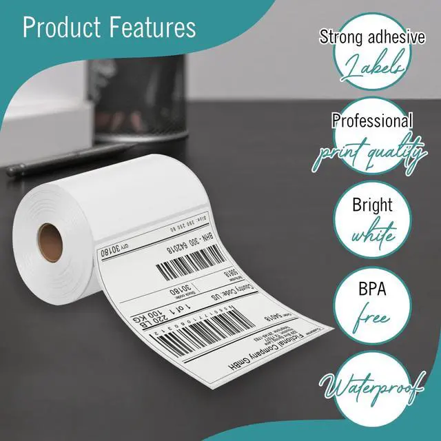 Alt view image 3 of 7 - 4X6 Thermal Labels, Shipping Labels Strong Adhesive, Thermal Label 4X6 for Printer, 10 Rolls 250 Label/Roll Compatible with Rollo, Zebra Desktop Printers