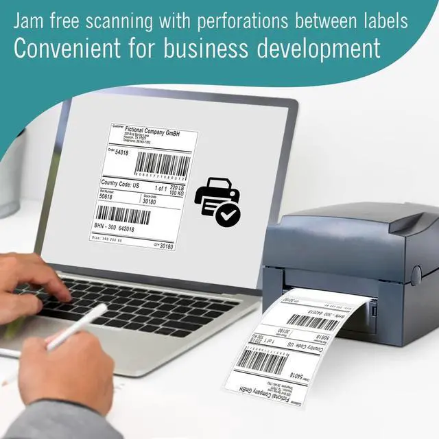 Alt view image 4 of 7 - 4X6 Thermal Labels, Shipping Labels Strong Adhesive, Thermal Label 4X6 for Printer, 10 Rolls 250 Label/Roll Compatible with Rollo, Zebra Desktop Printers