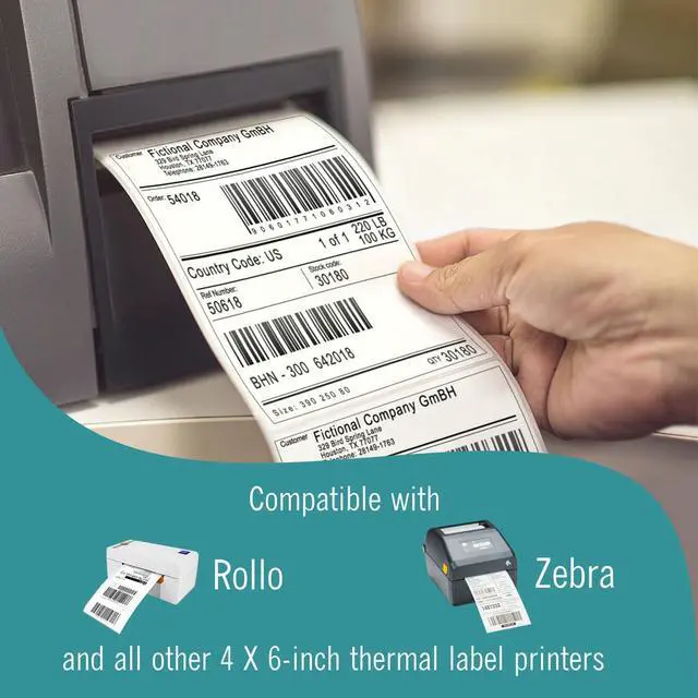 Alt view image 5 of 7 - 4X6 Thermal Labels, Shipping Labels Strong Adhesive, Thermal Label 4X6 for Printer, 10 Rolls 250 Label/Roll Compatible with Rollo, Zebra Desktop Printers