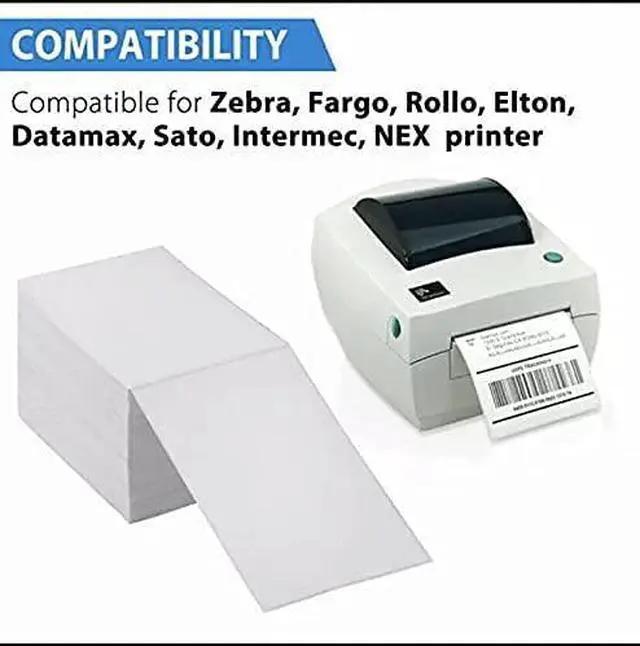 Alt view image 3 of 5 - Fanfold 4 x 6 Direct Thermal Labels White Perforated Shipping Labels 500 Labels/Stack, Permanent Adhesive, White Mailing Labels for Zebra Thermal Printer 1 Stack.
