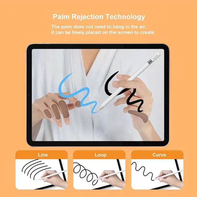 Alt view image 5 of 7 - Magnetic Wireless Charging Stylus Pencil for iPad 2024-2025, Tilt Function&Palm Rejection, Stylus Pencil Pro for 2018-2025, iPad 6/7/8/9/10/11th, Mini 5/6/7th, Pro 11"/12.9"/M4, Air 3/4/5/M2/M3, White
