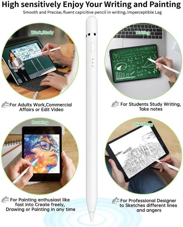 Alt view image 7 of 7 - Pencil for ipad Apple Pencil 1st 2nd Generation Pro USB C Alternative,10 Mins Fast Charge Stylus Pen for iPad 6 7 8 9 11 10th Generation, iPad Mini 7 6 5th, iPad Air 3 4 5th M2 M3, iPad Pro 13"/11 M4