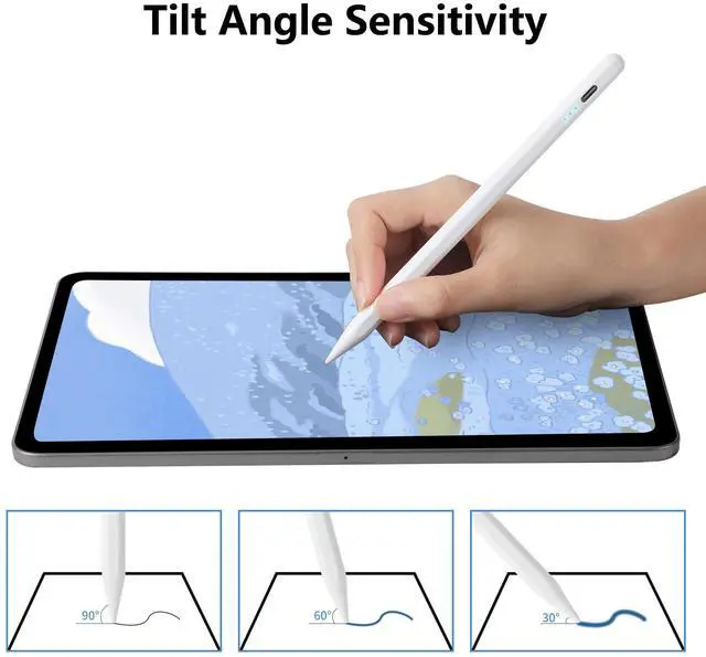 Alt view image 3 of 7 - Stylus Pen for Apple Pencil Tilt Sensitivity Palm Rejection for iPad A16 11th 10th 9th 8th 7th 6th Generation, iPad Air M3 M2 3rd 4th 5th Gen, iPad Pro 11 12.9 13 inch M4, iPad mini A17 7 6 5 (White)