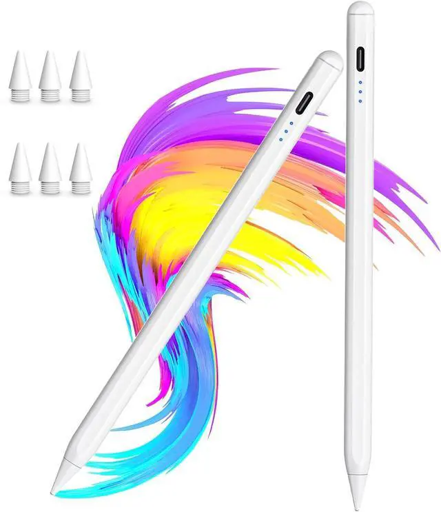 Main image of 2PackStylus Pen for Apple iPad 2018-2026 A16 11/10/9/8/7/6,iPad Mini A17 Pro/6/5,iPad Air M4/M3/M2 11"/13"/5/4,iPad Pro M5/M4 13"/12.9"/11" USB-C Fast Charging Pencil,Pixel-Perfect Tilt Sensitivity
