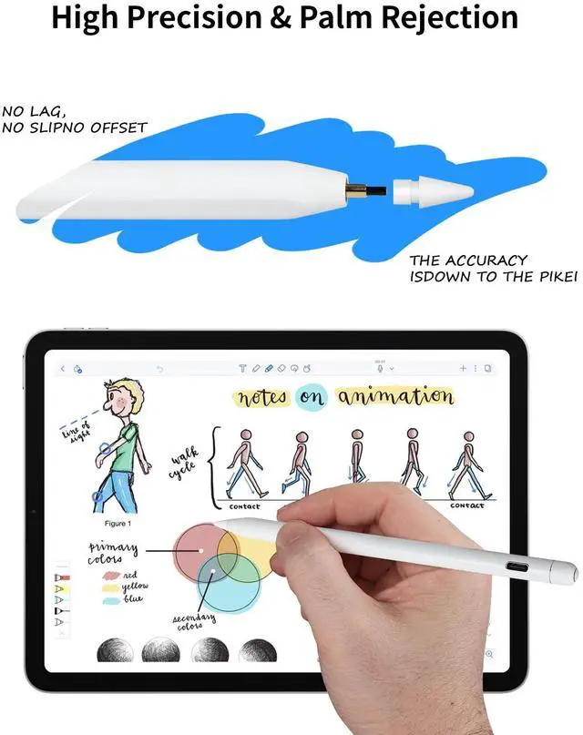 Alt view image 5 of 7 - Stylus Pen for iPad 10th&9th Generation, Fast Charging for Apple iPad Pencil with Palm Rejection, Tilt Sensitivity for iPad Air 3/4/5, iPad mini 5/6, iPad 6/7/8/9/10, iPad Pro 11", iPad Pro 12.9"